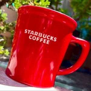 Discontinued Starbucks 2009 Red Bone China Coffee Mug Raised Embossed Logo 16 oz